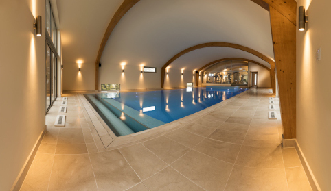 Indoor Tiled Pool and Spa With Gym