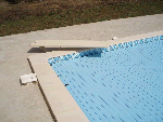 3m deep outdoor pool with diving board