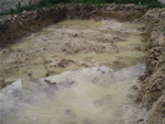outdoor inground pool with square roman end - building conditions