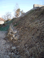 outdoor inground pool with steep site
