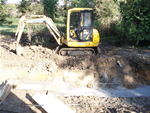 small pool built in difficult ground conditions