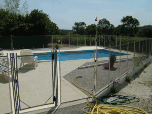 small pool with child security fence