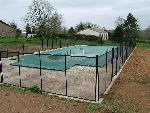 roman end pool with security fence