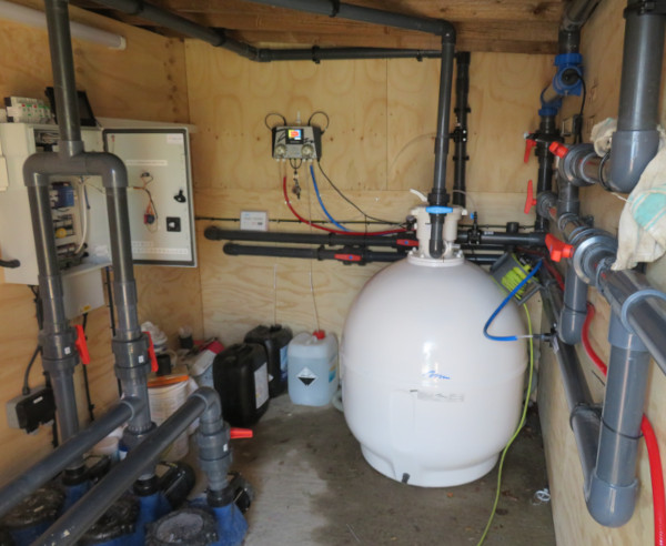 outdoor pool plant room and pipework