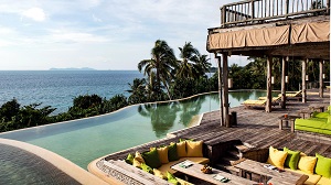 Beautiful curved infinity edge pool