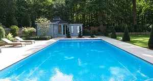 Large outdoor freeboard pool with vinyl liner and freize