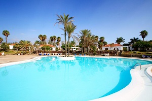 Large freeform pool with island in the middle