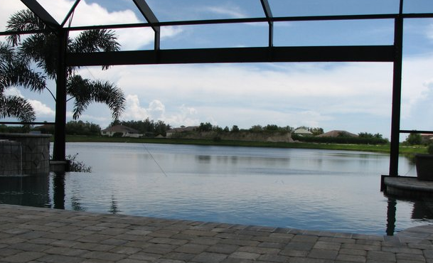 infinity pool in waterside setting